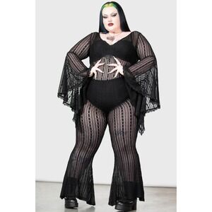 Killstar Franca Flares Pants Plus Size 4XL Bell Bottoms Flares Black Goth Gothic